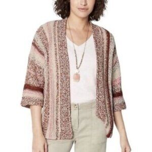 J. Jill Women's Striped Open Cardigan Sweater Western Cowgirl Relaxed Small